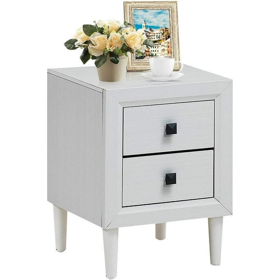 Giantex Wood Nightstands, Multipurpose End Table Sofa Side Table Bedside Cabinet with 2 Drawers, Perfect for Bedroom/Living Room/Office