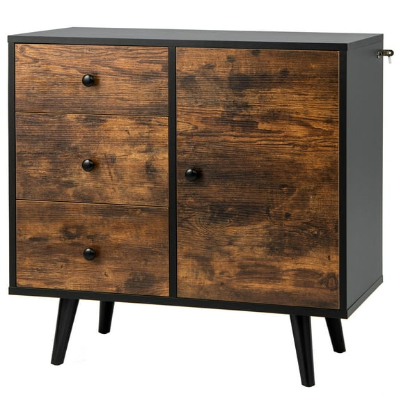 Giantex Wood Storage Cabinet, Buffet Sideboard W/Adjustable Shelf, Mid-Century Accent Floor Organizer for Home Office