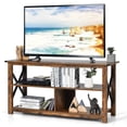 thumbnail image 1 of Giantex Wood TV Stands Tables, Storage Entertainment Center, Media Console Cabinet, Brown, 1 of 6