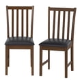 thumbnail image 1 of Giantex Wooden Dining Chairs Set of 2, Armless Chairs w/Faux Leather Upholstery, Brown, 1 of 6