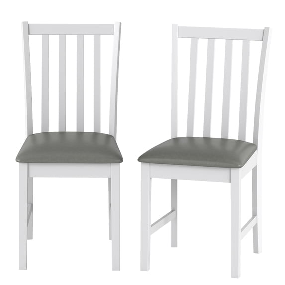 Giantex Wooden Dining Chairs Set of 2, Armless Chairs w/Faux Leather Upholstery, White