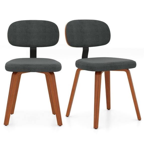Giantex Wooden Dining Chairs Set of 2, Chenille Fabric Upholstered Kitchen Chairs, Walnut & Dark Grey