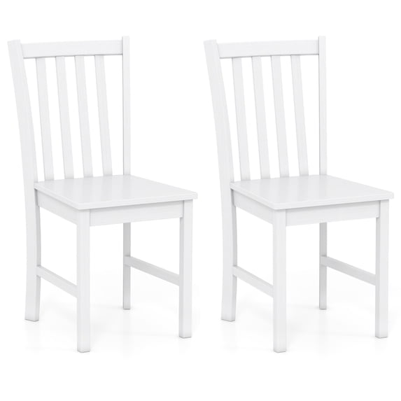 Giantex Wooden Dining Chairs Set of 2, Dinette Furniture Set w/Slatted Tilted Backrest, Kitchen Chairs , White