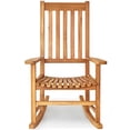 thumbnail image 1 of Giantex Wooden Rocking Chair, Slatted High Back Wood Rocker, Teak, 1 of 6