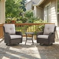 thumbnail image 1 of Giantfurnni 3 Piece Wicker Swivel Rocking Patio Chair Set, 2 High Back Rattan Rockers with Side Table for Porch & Backyard, 1 of 9