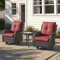 thumbnail image 1 of Giantfurnni 3 Piece Wicker Swivel Rocking Patio Chair Set, 2 High Back Rattan Rockers with Side Table for Porch & Backyard, 1 of 1