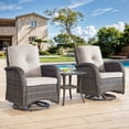 thumbnail image 1 of Giantfurnni 3PCS Patio Wicker Furniture Set Outdoor Rattan Swivel Rocking Chairs with Side Table Outdoor Glider Rocker Bistro Set with Cushions, 1 of 10