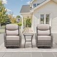 thumbnail image 1 of Giantfurnni Patio Furniture Sets 3 Piece Wicker Weatherproof Outdoor Conversation Sets with 2 Swivel Gliders and Side Table, Grey/Beige, 1 of 12