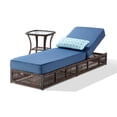 thumbnail image 1 of Giantfurnni Outdoor Chaise Lounge Chair with Side Table, Patio Wicker Rattan Adjustable Backrest Reclining Relaxing Lounger with Cushions for Poolside Porch Balcony, Blue, 1 of 8