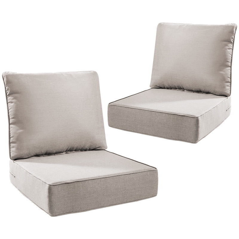 Giantfurnni Outdoor Deep Seat Cushion 24 X 24 X 6 Inch, Pack of 2, Patio Furniture Cushions with 6 Inch Foam Waterproof & Fade Resistant Perfect for Wicker Chair, Sofa, Couch, Beige