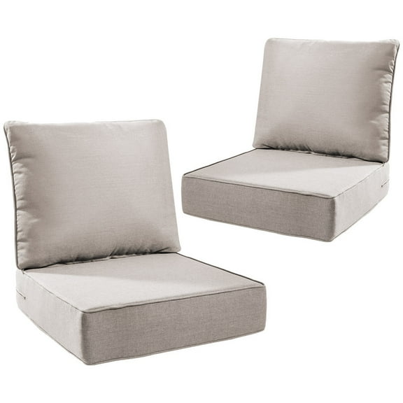 Giantfurnni Outdoor Deep Seat Cushion 24 X 24 X 6 Inch, Pack of 2, Patio Furniture Cushions with 6 Inch Foam Waterproof & Fade Resistant Perfect for Wicker Chair, Sofa, Couch, Beige