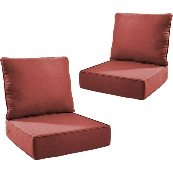 Giantfurnni Outdoor Deep Seat Cushion 24 X 24 X 6 Inch, Pack of 2, Patio Furniture Cushions with 6 Inch Foam Waterproof & Fade Resistant Perfect for Wicker Chair, Sofa, Couch, Red