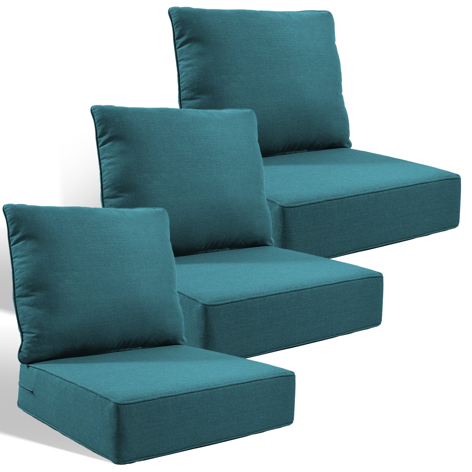 Giantfurnni Outdoor Deep Seat Cushion 24 X 24 X 6 inch for Patio Furniture, Water Resistant & Fade Resistant Outdoor Seating Cushions, Dark Green, 3 Sets