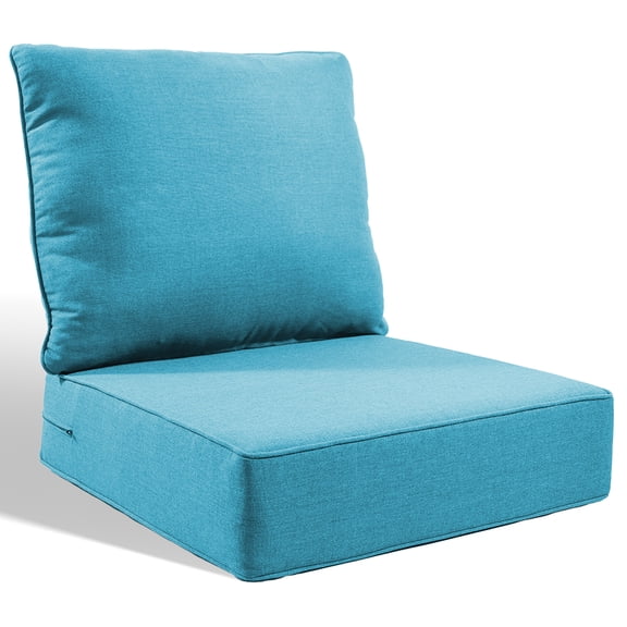 Giantfurnni Outdoor Deep Seat Cushion 24 X 24 X 6 inch for Patio Furniture, Water Resistant & Fade Resistant Outdoor Seating Cushions, Lake Blue, 1 Set