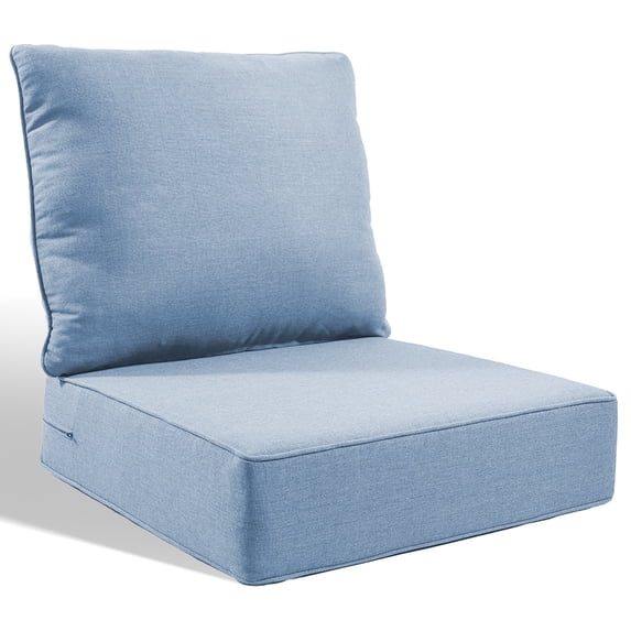 Giantfurnni Outdoor Deep Seat Cushion 24 X 24 X 6 inch for Patio Furniture, Water Resistant & Fade Resistant Outdoor Seating Cushions, Light Blue, 1 Set