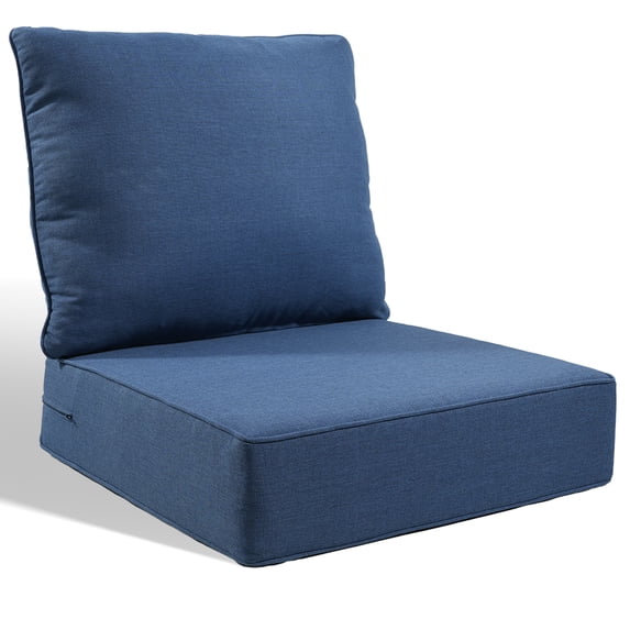 Giantfurnni Outdoor Deep Seat Cushion 24 X 24 X 6 inch for Patio Furniture, Water Resistant & Fade Resistant Outdoor Seating Cushions, Blue, 1 Set