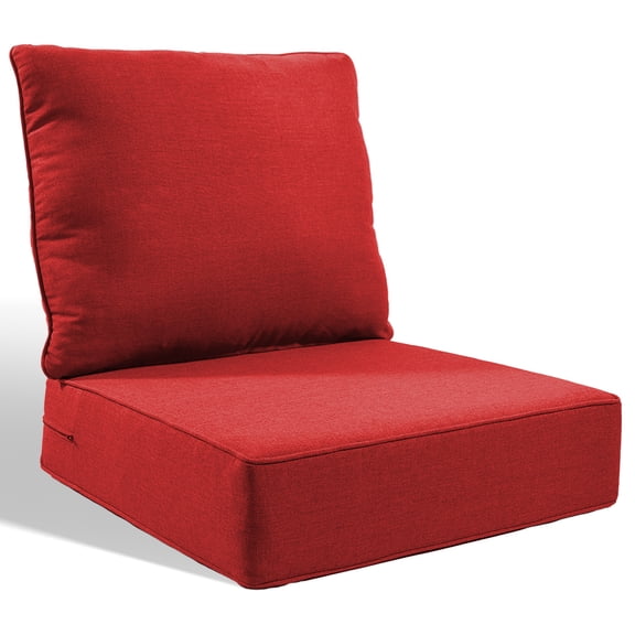 Giantfurnni Outdoor Deep Seat Cushion 24 X 24 X 6 inch for Patio Furniture, Water Resistant & Fade Resistant Outdoor Seating Cushions, Red, 1 Set