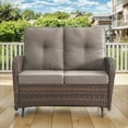 thumbnail image 1 of Giantfurnni Outdoor Glider Loveseat Sofa Wicker Rattan Glider Sofa,Patio 2 Seater Wicker Sofa with Thicking Back & Seat Cushions for Garden Balcony Backyard, 1 of 7