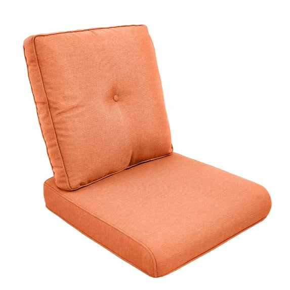 Giantfurnni Outdoor Patio Deep Cushion,25''×22''Waterproof Fade Resistant Seat & Back Cushion,for Chair Sofa Couch,Patio Poolside Porch,Orange