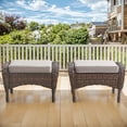 thumbnail image 1 of Giantfurnni Outdoor Patio Ottomans Set of 2, All Weather Rattan Wicker Footstool Footrest Seat with Removable Cushions, 1 of 6