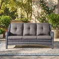 thumbnail image 1 of Giantfurnni Outdoor Wicker 3-Seater Deep Seat Rattan Sofa with Removable Cushion, Patio, Balcony, Deck Furniture, 1 of 9