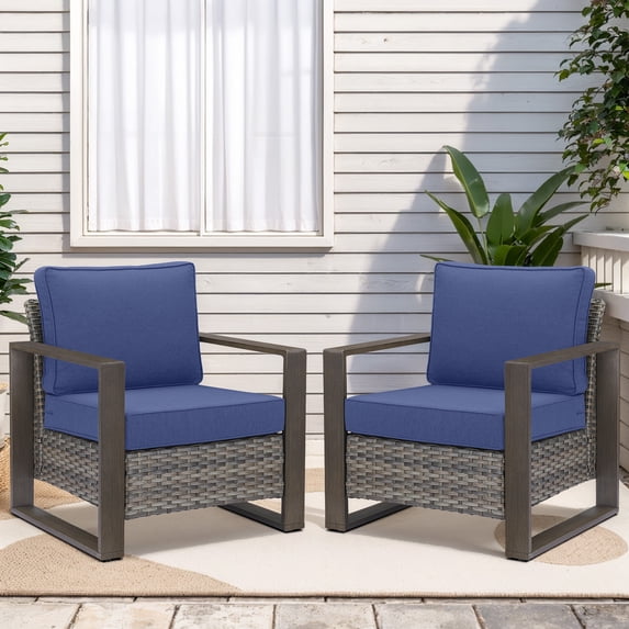 Giantfurnni Patio Chairs Set of 2,High Back Outdoor Chair with Thick Cushions, Outdoor Patio Chair Set for Graden,Blacony,Porch