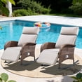 thumbnail image 1 of Giantfurnni Wicker Outdoor Lounge Chair Patio Zero Gravity Rocking Recliner Chair Set of 2 with Adjustable Backrest & Footrest for Pool Deck, 1 of 9