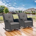thumbnail image 1 of Giantfurnni Wicker Patio Rocking Chairs Set of 2,High Back Rocking Chair with Cushions, Patio Rocker Chair Set for Porch,Blacony,Yard, 1 of 9