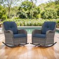 thumbnail image 1 of Giantfurnni Wicker Patio Rocking Chairs Set of 2,High Back Rocking Chair with Cushions, Patio Rocker Chair Set for Porch,Blacony,Yard, 1 of 9
