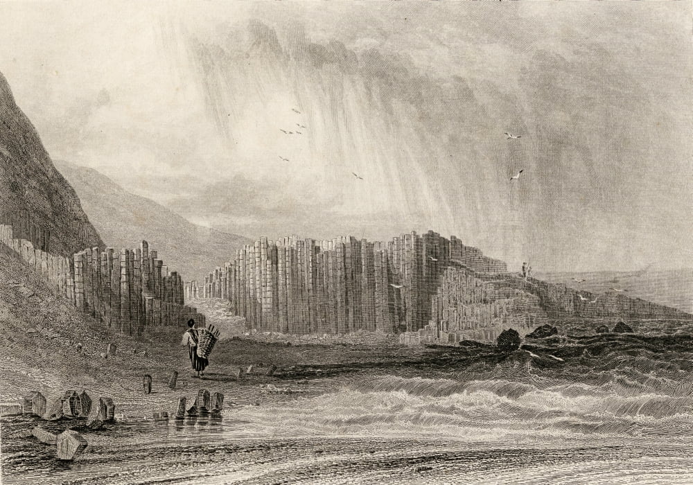 Giants Causeway County Antrim Northern Ireland Drawn By A Nicholl Engraved By E Radclyffe Canvas Art - Ken Welsh Design Pics (18 x 12)