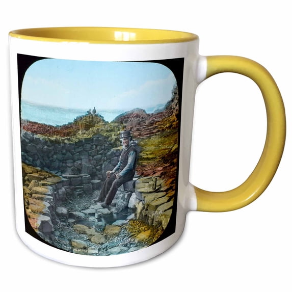 Giants Causeway Ireland Vintage Magic Lantern Giants Well 1890s 15oz Two-Tone Yellow Mug mug-334918-13