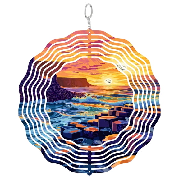 Giants Causeway Northern Ireland 3D Wind Spinner Kinetic Hanging Art Outdoor Garden Decor Basalt Column Gift