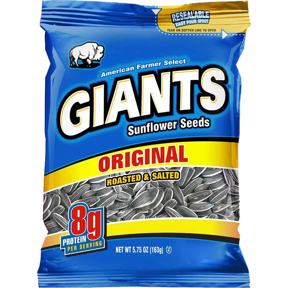 Giants Original Roasted and Salted Sunflower Seeds Snacks, 5.75 Ounce -- 12 per case.