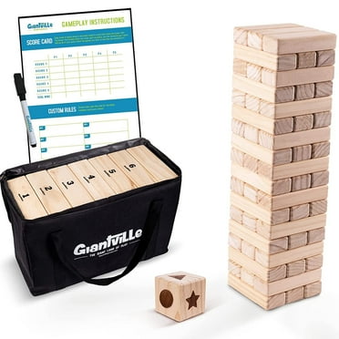 Giantville Large Wooden Blocks for Kids and Adults Mega Wood Toys with Carry Bag 54 Pcs