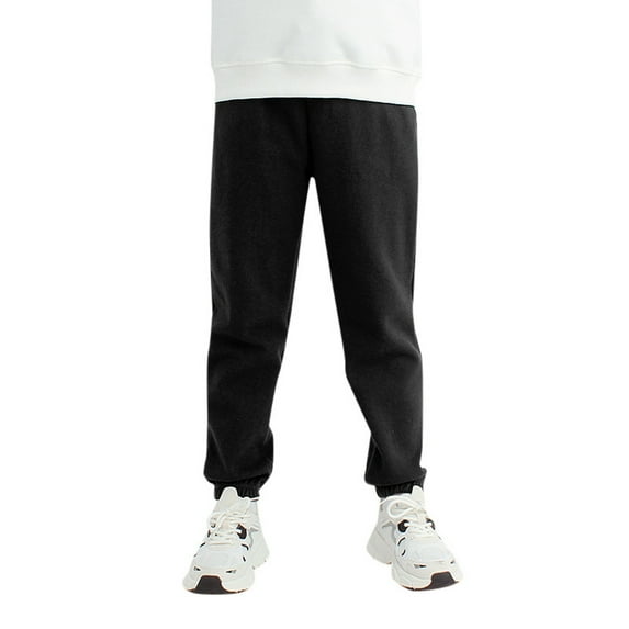 WhouRiu Toddler Boys Pants Solid Color Elastic Waist Active Fit Jogger Sweatpants with Pockets Kids Boys Casual Trousers Black,Sizes 4-5