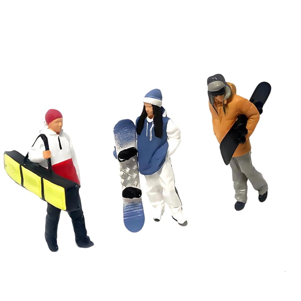 Giaone 1:64 Scale Hand Painted Figure Miniature People for Dioramas Props,Photography Collector Skiing People Figure Model