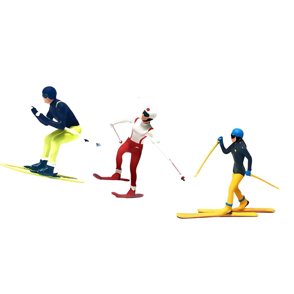 Giaone 1:64 Scale Hand Painted Figure Miniature People for Dioramas Props,Photography Collector Skiing People Figure Model