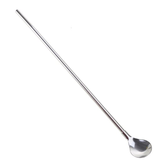 Giaone 1 Piece Drinking Spoon Straw Reusable Cocktail Spoon Straws Stainless Steel