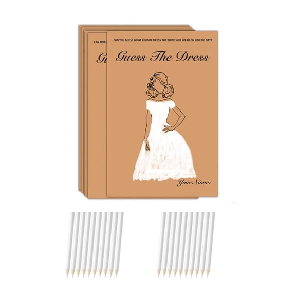 Giaone 1 Set Guesses Dress Card with Pencil Bridal Shower Game Wedding Shower Games
