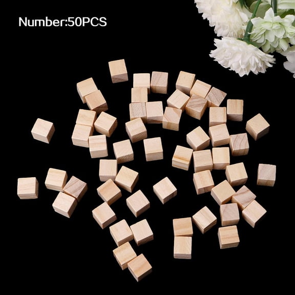 Giaone 10/25/25mm Wooden Square Blocks Mini Cubes Embellishment for Woodwork Craft DIY