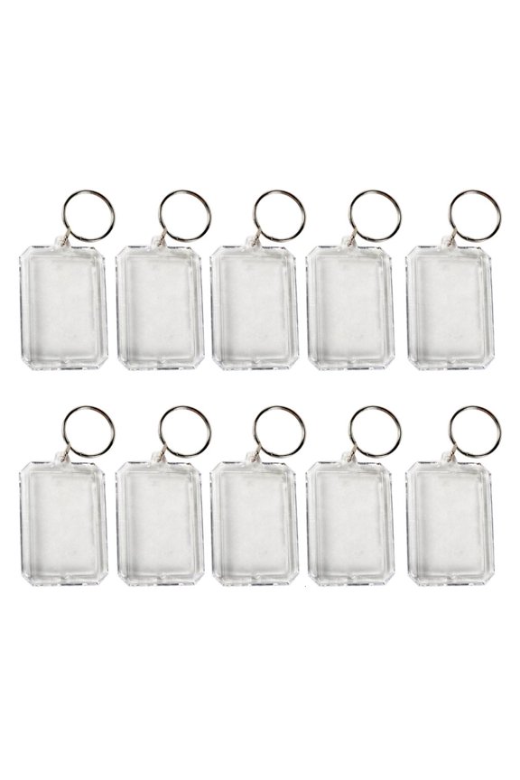 10 Pcs Various Shapes Acrylic Keychain Picture Frame Keyring with Split Rings