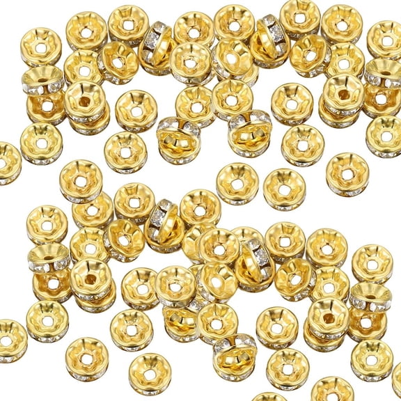 Giaone 100 Count Crystal Rhinestones Spacer Beads Jewelry Beads Set Crafting Beads