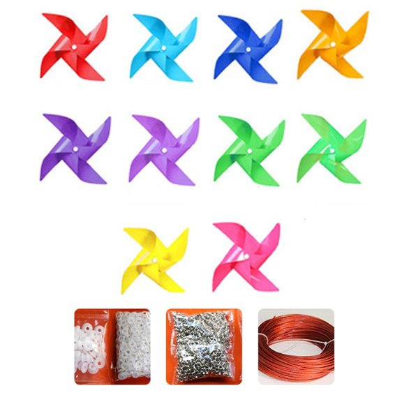 Giaone 100pcs Windmill + 30m Wire Rope + Fitting Waterproof Resistance Damage Plastic