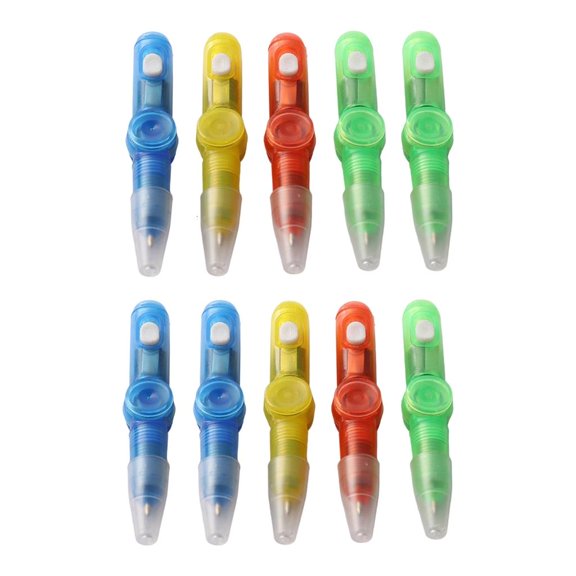 Giaone 10PCS Stress Relieving Rotating LED Ballpoint Pen Mixed Color Smooth Writing