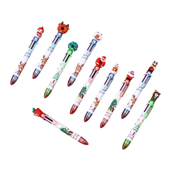 Giaone 10Pcs Christmas Multicolored Pen 6 Color-in-1 Writing Pens for Color Coding