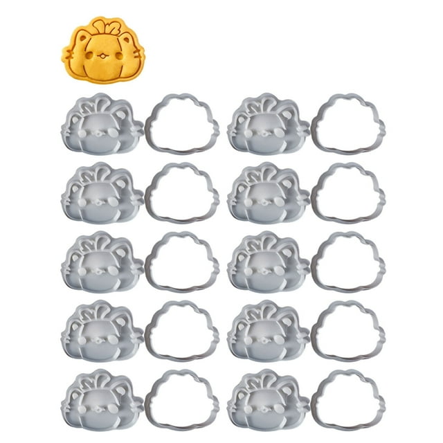 Giaone 10Pcs Japanese Style Cats Shaped Cookie Cutter Set Plastic Cake Decorating Tool