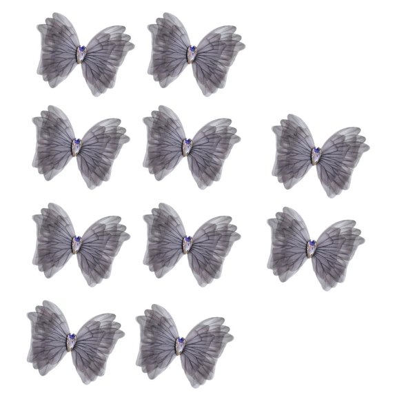 Giaone 10Pcs Tulle Butterfly Applique Craft Kits Garment Hair Clip Project Accessory
