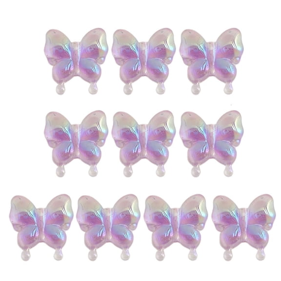 Giaone 10Pcs Acrylic Straight Hole Luminous Color Butterfly Scattered Beads Jewelry