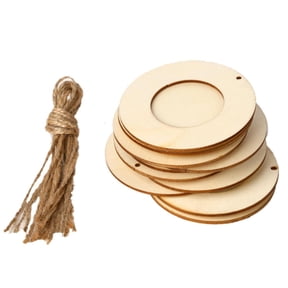 Giaone 10pcs/set Wooden Mini Round Photo Frame Hanging Crafts DIY Handmade With Ropes H