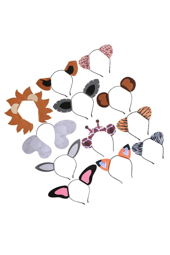 12Pcs Jungle Headband Ears Hair Hoop for Kids Photo Props